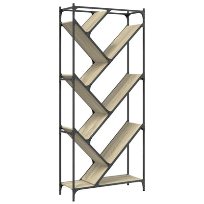 Bokhylle sonoma eik 79x30x180 cm konstruert tre og metall