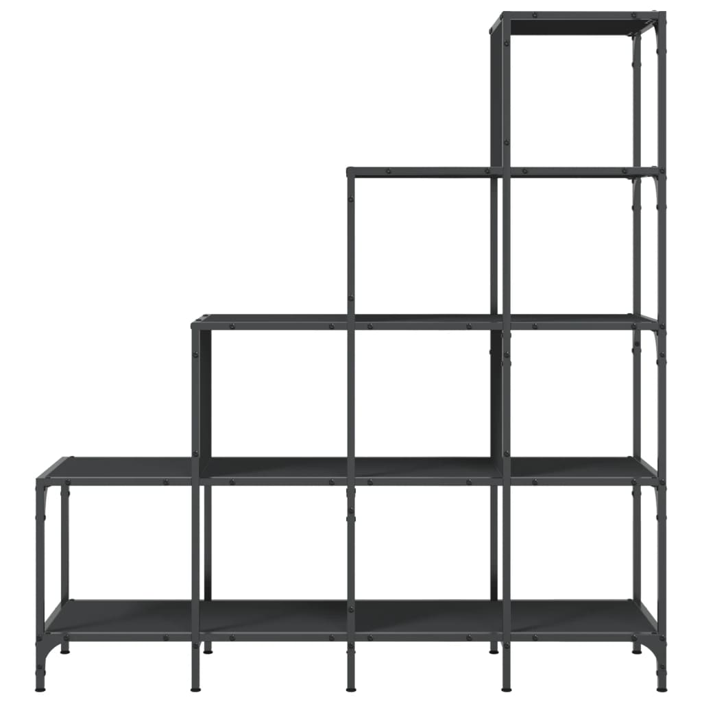Bokhylle svart 122x30x132 cm konstruert tre