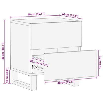 Nattbord 2 stk 40x34x46 cm heltre mango
