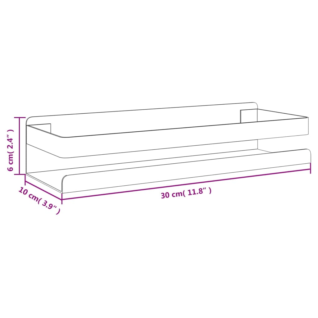 Dusjhylle matt svart 30x10x6 cm børstet 304 rustfritt stål