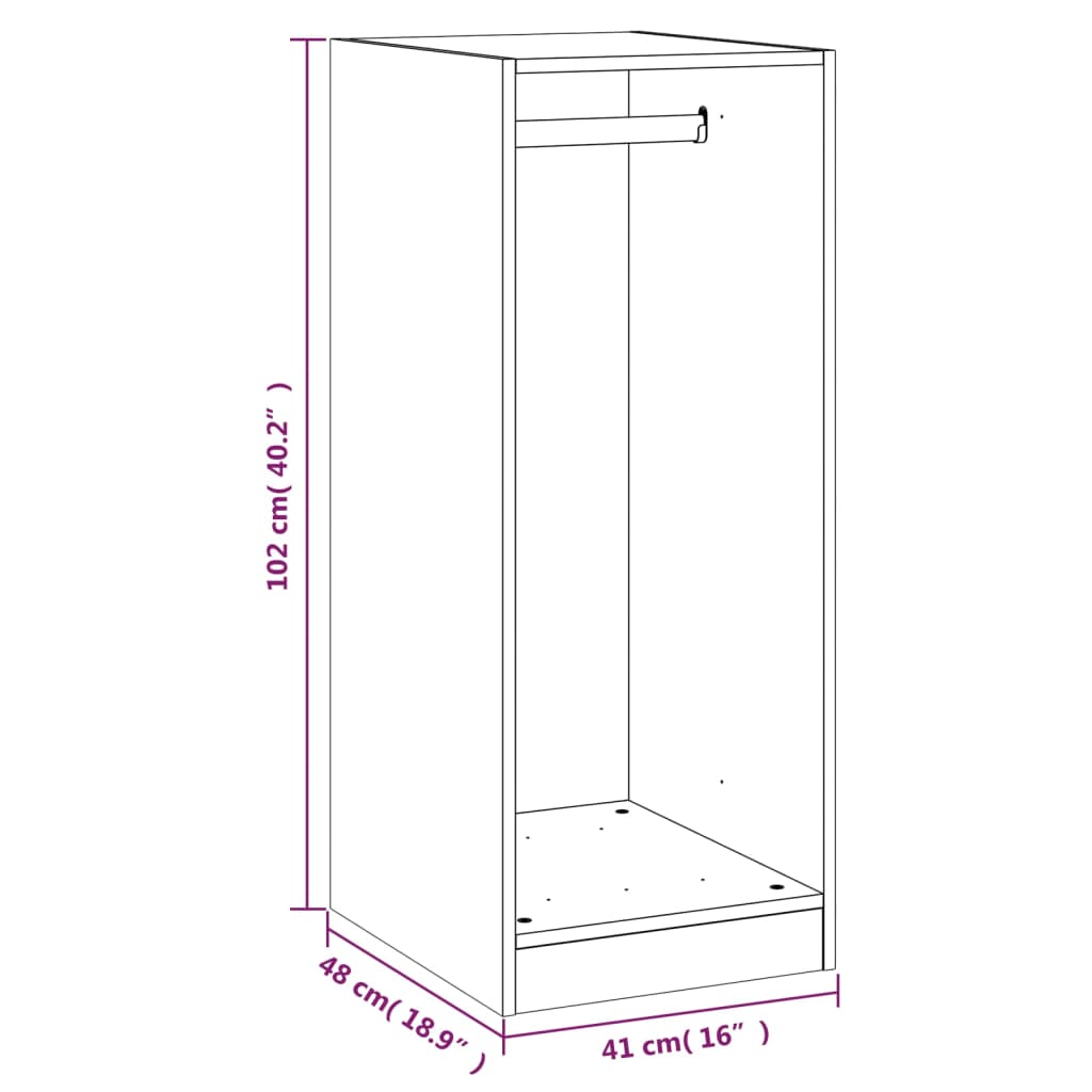Garderobe betonggrå 48x41x102 cm konstruert tre