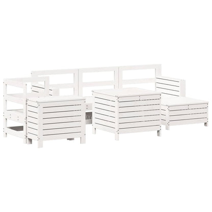 Hagesofasett 7 deler hvit heltre furu