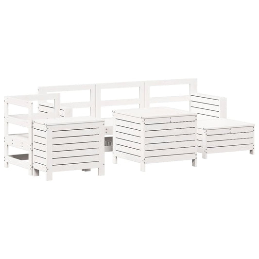 Hagesofasett 7 deler hvit heltre furu