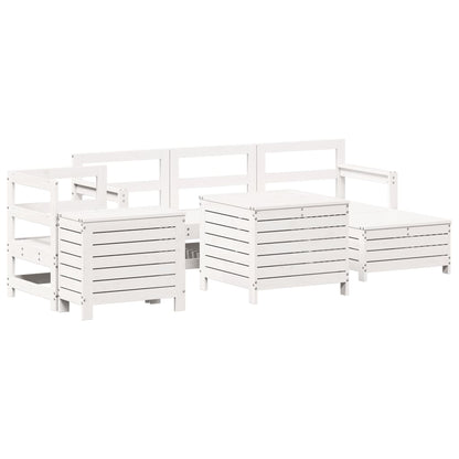 Hagesofasett 7 deler hvit heltre furu