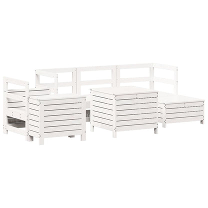Hagesofasett 7 deler hvit heltre furu