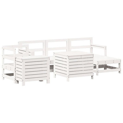 Hagesofasett 7 deler hvit heltre furu