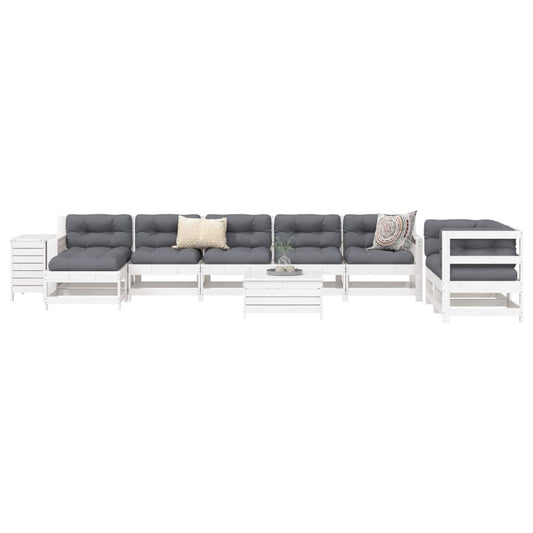 Hagesofasett 10 deler hvit heltre furu