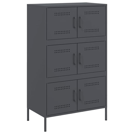 Highboard antrasitt 68x39x113 cm stål