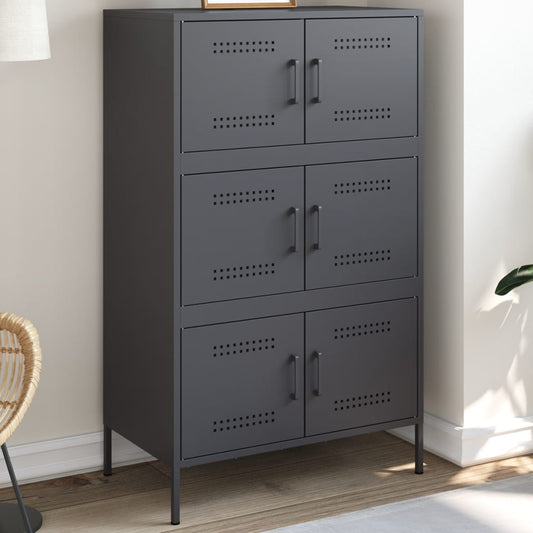 Highboard antrasitt 68x39x113 cm stål