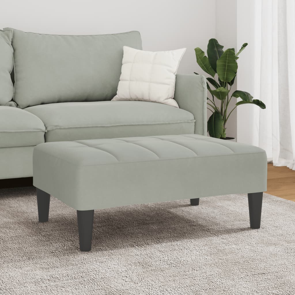 Fotskammel lysegrå 77x55x31 cm fløyel