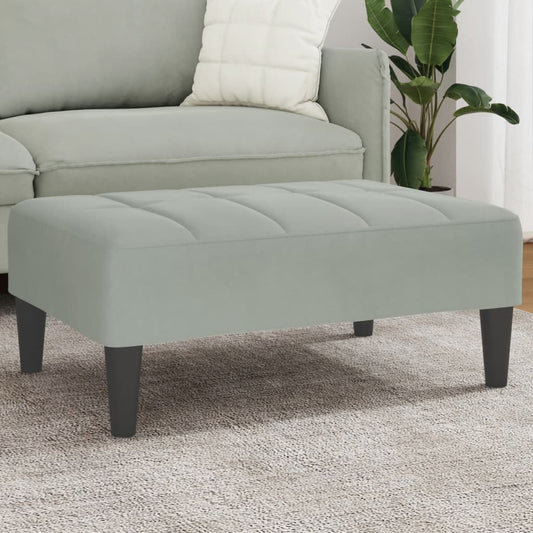 Fotskammel lysegrå 77x55x31 cm fløyel