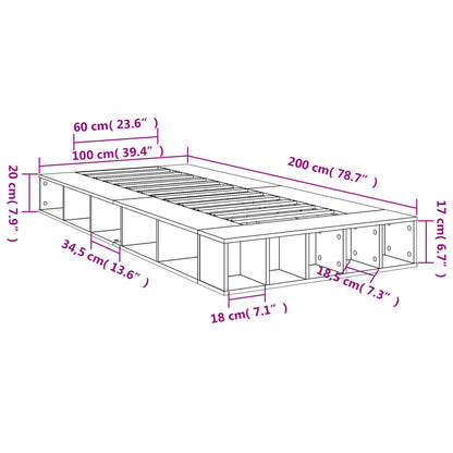 Sengeramme hvit 100x200 cm konstruert tre