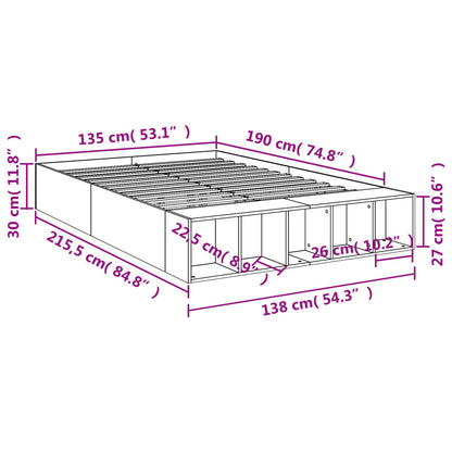 Sengeramme hvit 135x190 cm konstruert tre
