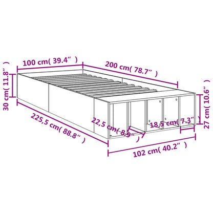 Sengeramme hvit 100x200 cm konstruert tre