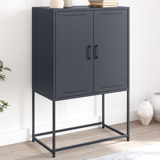 Highboard antrasitt 68,5x38,5x107 cm stål