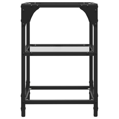Stablebord med gjennomsiktig glassplate 30x30x45 cm stål