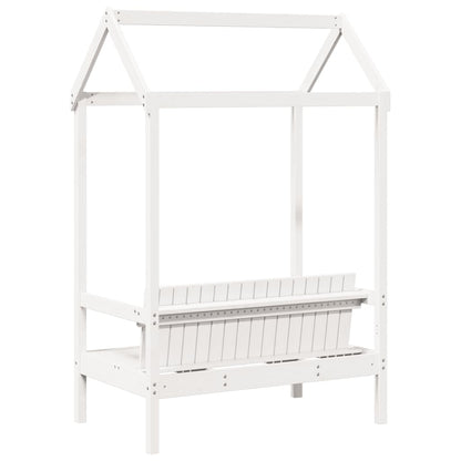 Benk med tak hvit 117,5x70x176,5 cm heltre furu