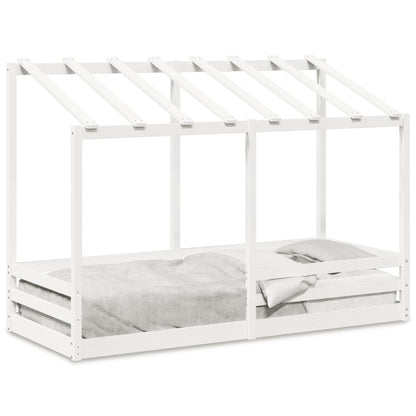 Barneseng med tak hvit 90x190 cm heltre furu
