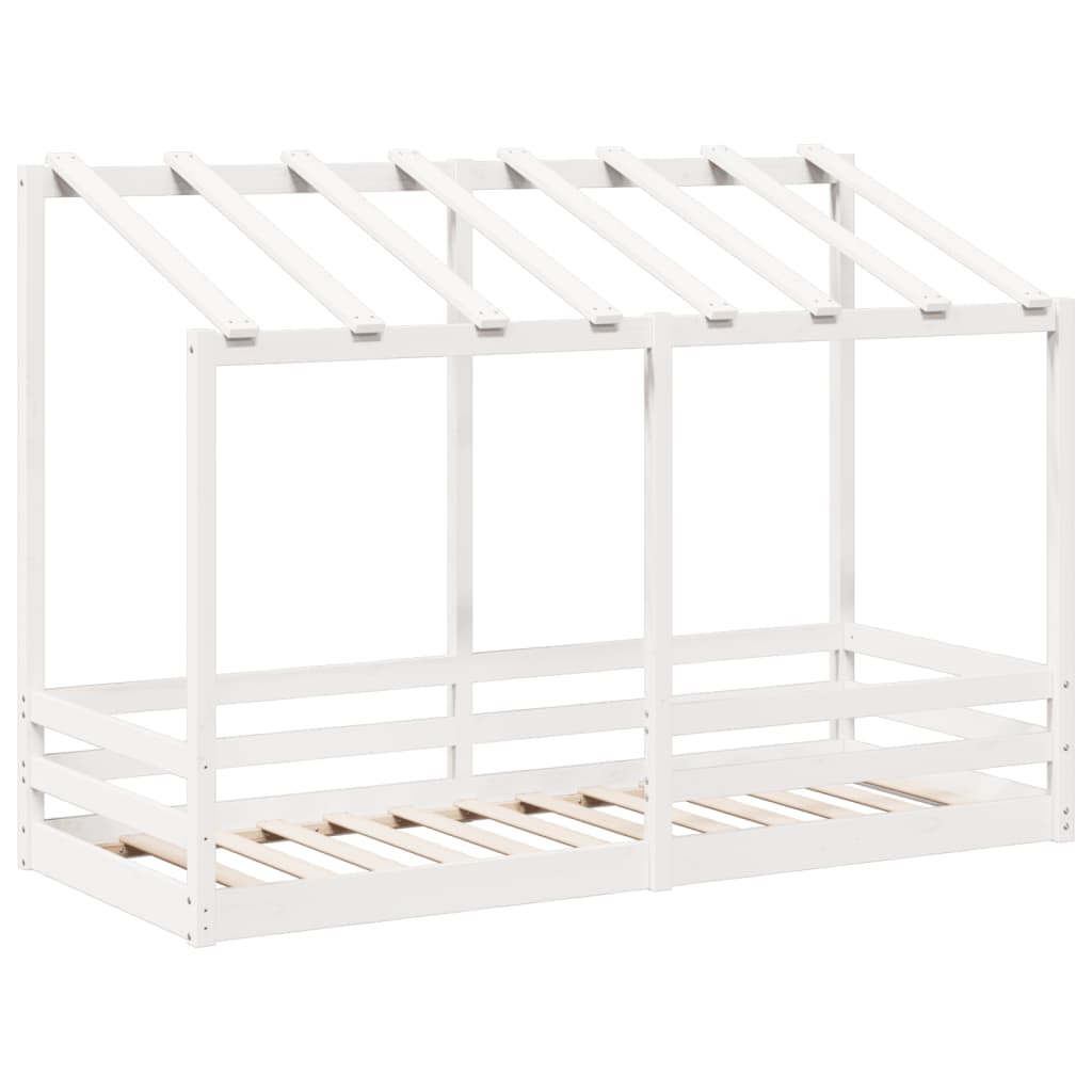 Barneseng med tak hvit 90x190 cm heltre furu