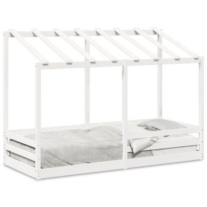 Barneseng med tak hvit 75x190 cm heltre furu