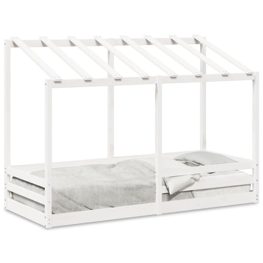 Barneseng med tak hvit 75x190 cm heltre furu