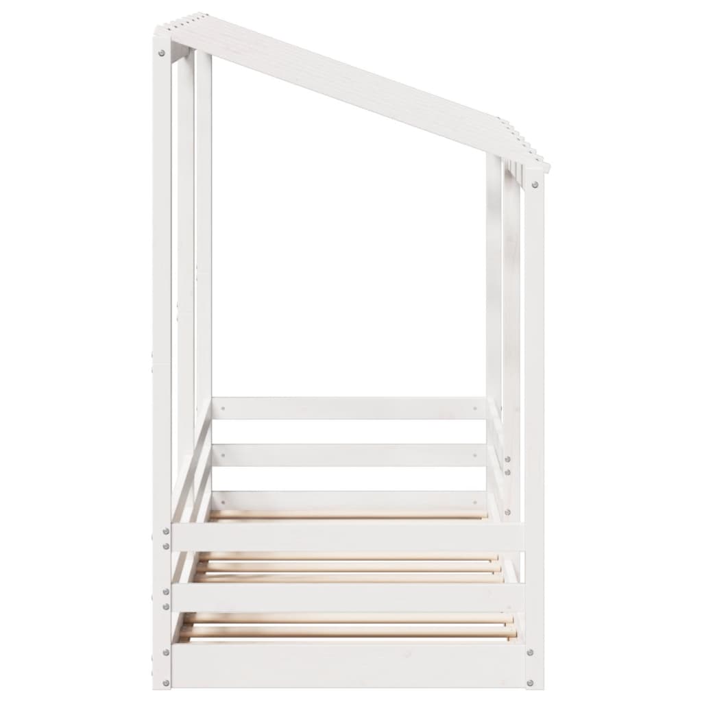 Barneseng med tak hvit 75x190 cm heltre furu