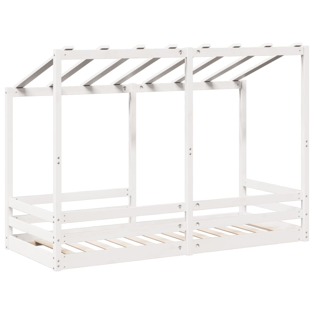 Barneseng med tak hvit 75x190 cm heltre furu