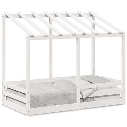 Barneseng med tak hvit 80x160 cm heltre furu