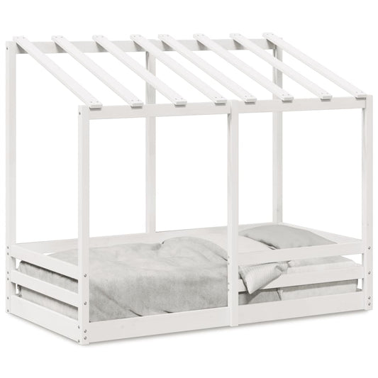 Barneseng med tak hvit 80x160 cm heltre furu
