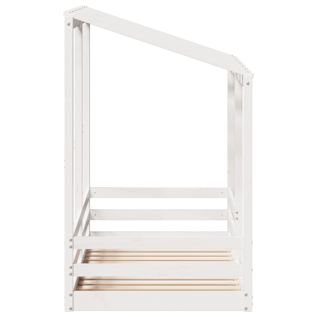 Barneseng med tak hvit 80x160 cm heltre furu