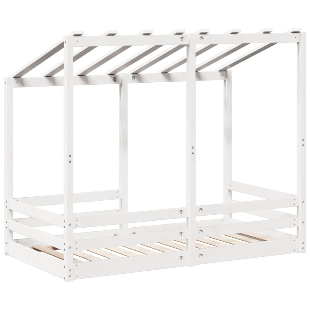 Barneseng med tak hvit 80x160 cm heltre furu