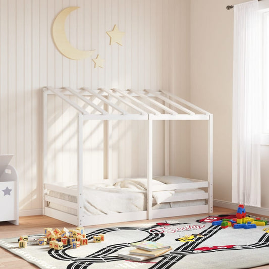 Barneseng med tak hvit 80x160 cm heltre furu