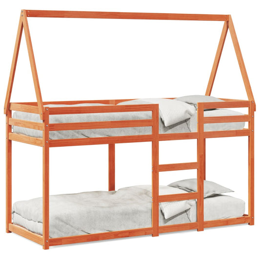 Barneseng med tak voksbrun 80x200 cm heltre furu