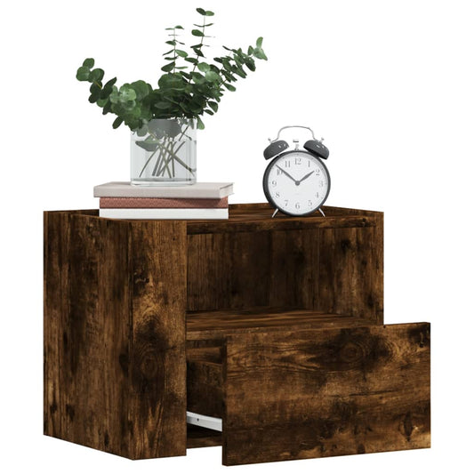 Veggmontert nattbord røkt eik 45x30x35 cm
