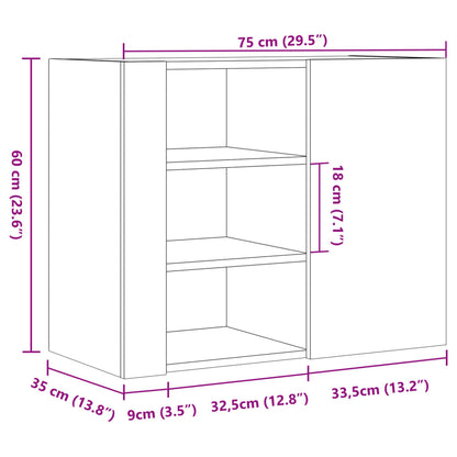 Veggskap brun eik 75x35x60 cm konstruert tre