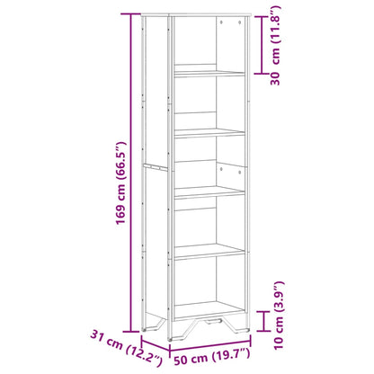 Bokhylle sonoma eik 50x31x169 cm konstruert tre