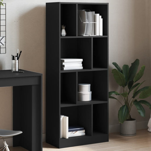 Bokhylle svart 57x28,5x141 cm konstruert tre