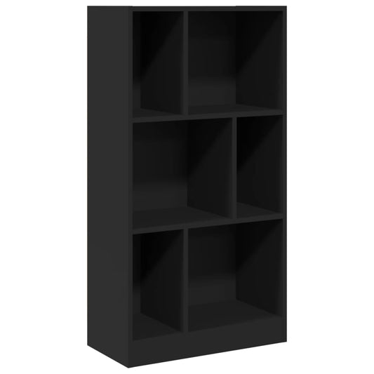 Bokhylle svart 57x28,5x107,5 cm konstruert tre