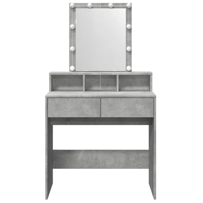 Sminkebord med LED betonggrå 80x41x144,5 cm