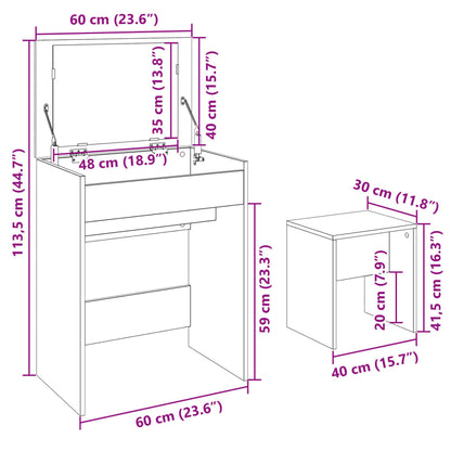 Sminkebord med krakk svart 60x40x113,5 cm
