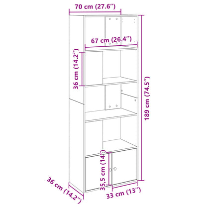 Bokhylle sonoma eik 70x36x189 cm konstruert tre
