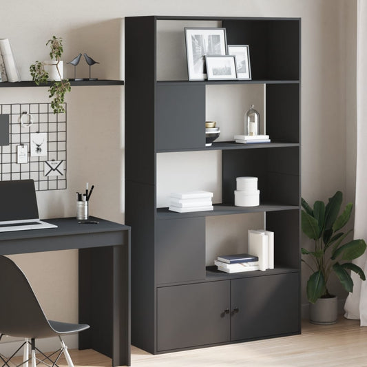 Bokhylle svart 100x36x189 cm konstruert tre