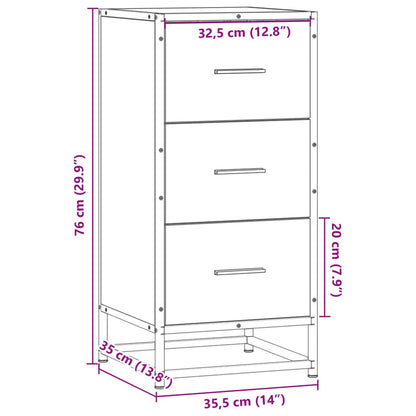 Skjenk sonoma eik 35,5x35x76 cm konstruert tre og metall