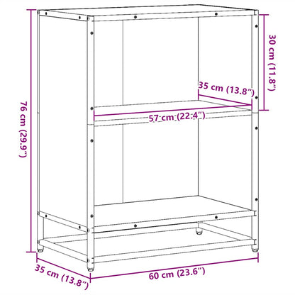 Bokhylle sonoma eik 60x35x76 cm konstruert tre