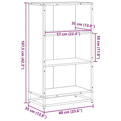 Bokhylle sonoma eik 60x35x107,5 cm konstruert tre