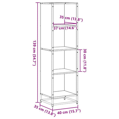 Bokhylle svart 40x35x139 cm konstruert tre
