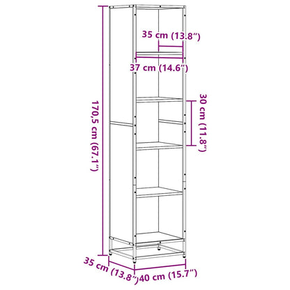 Bokhylle svart 40x35x170,5 cm konstruert tre