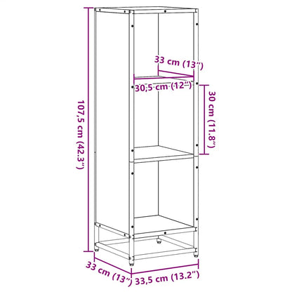 Bokhylle sonoma eik 33,5x33x107,5 cm konstruert tre