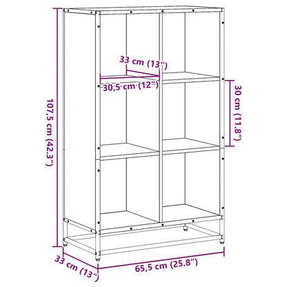 Bokhylle sonoma eik 65,5x33x107,5 cm konstruert tre
