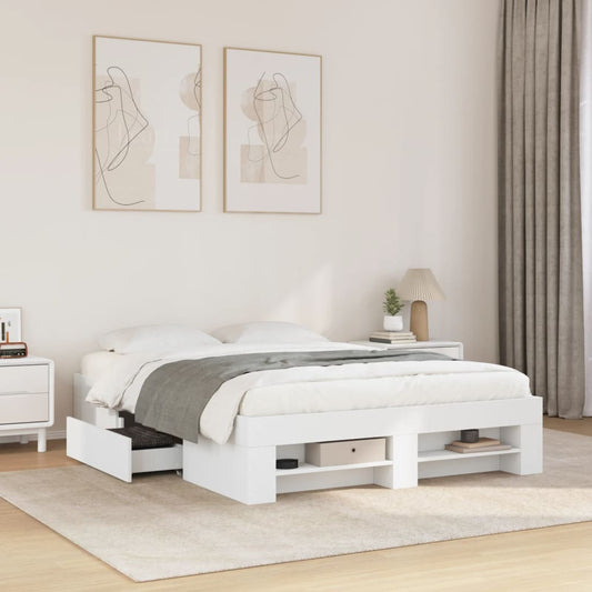 Sengeramme hvit 135x190 cm konstruert tre